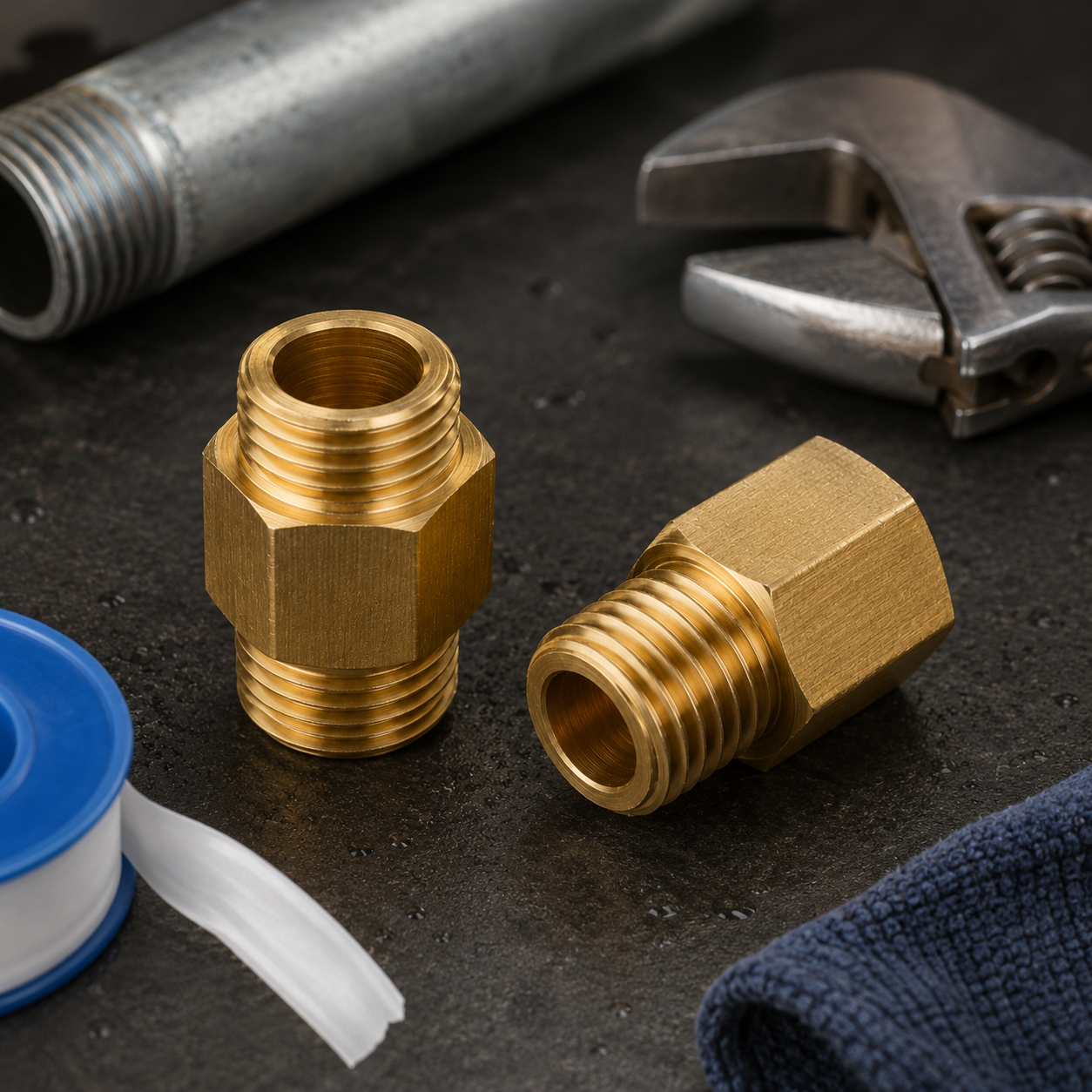 1/8 NPT Male to 1/8 NPT Female Brass Hex Adapter